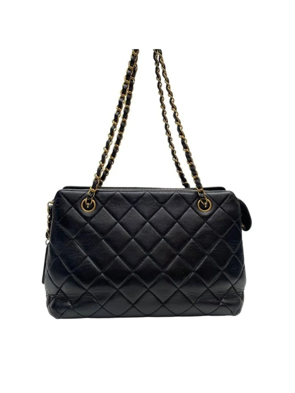 Chanel Lambskin Quilted Chain Shoulder Bag Black